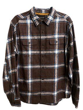 Brothers and Sons Brown/Blue Plaid Flannel Shirt